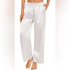 White Satin Pajama Pants | Bridal Pajama Pants